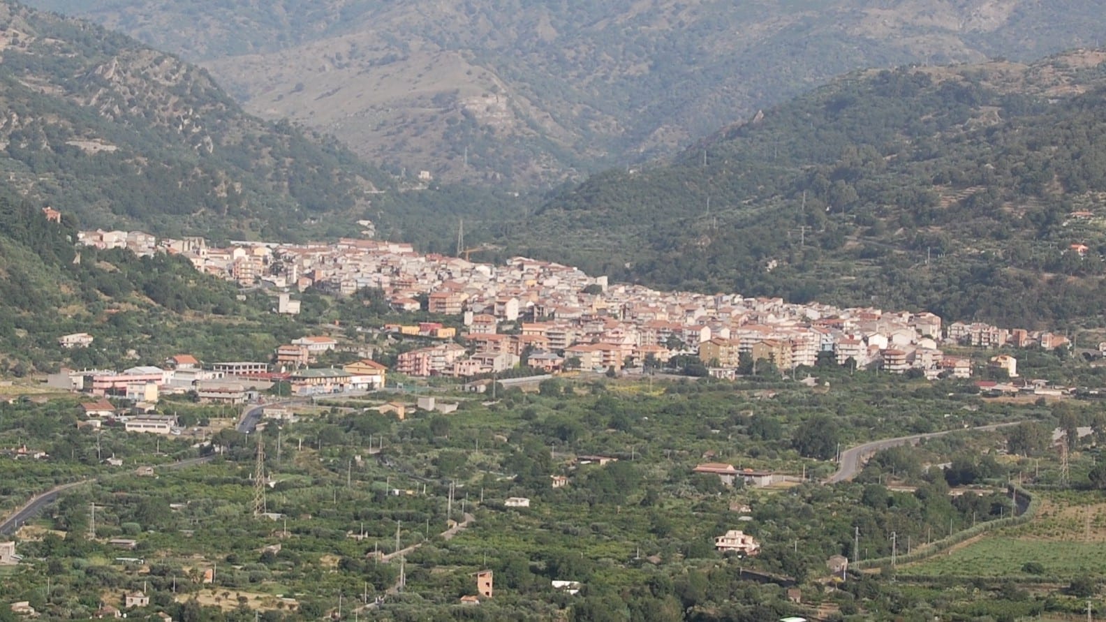 Panoramic view of Francavilla di Sicilia, town in the middle Alcantara Valley